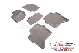 3D коврики в салон ворсовые для Toyota Hilux серые  2011-2015