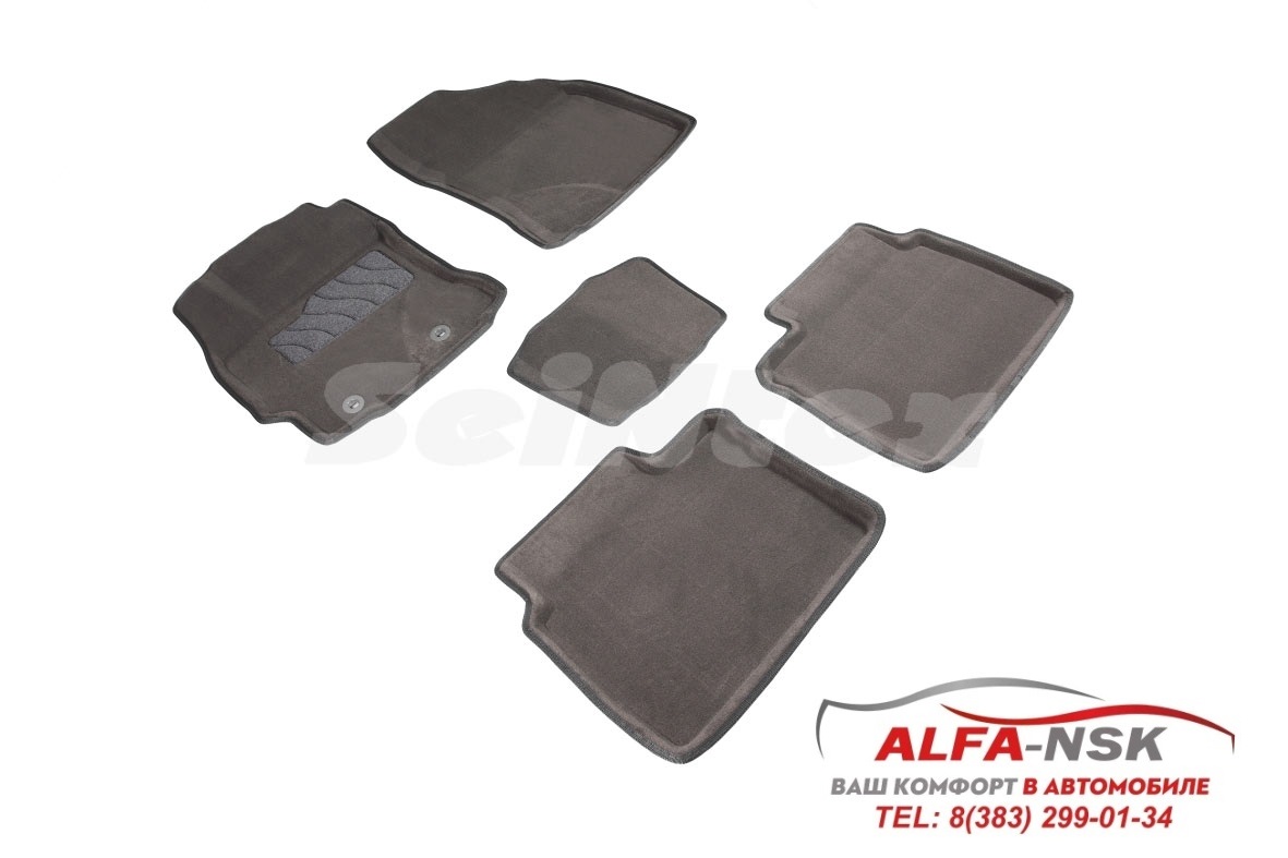3D коврики в салон ворсовые для Toyota Corolla XII  серые (E160,170) 2013-2018